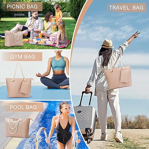 Miniatura 3 de WLLWOO Beach Bags For Women,Extra Large Beach Tote Waterproof Sandproof,Swim Pool Totes Bag Vacation Beach Bag