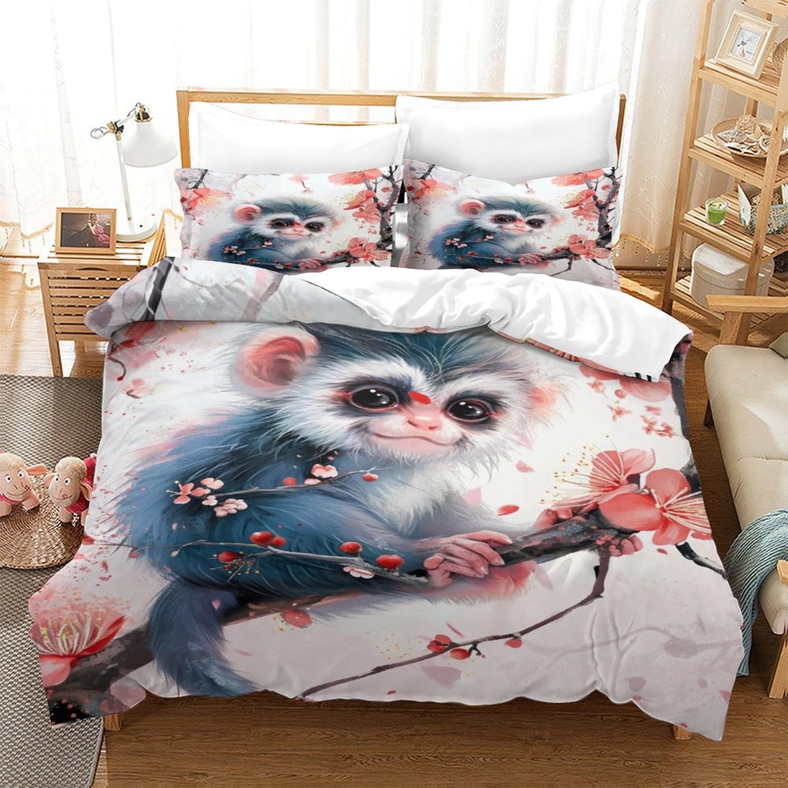 Parure de couette singe 3D pour une chambre parentale exotique chic