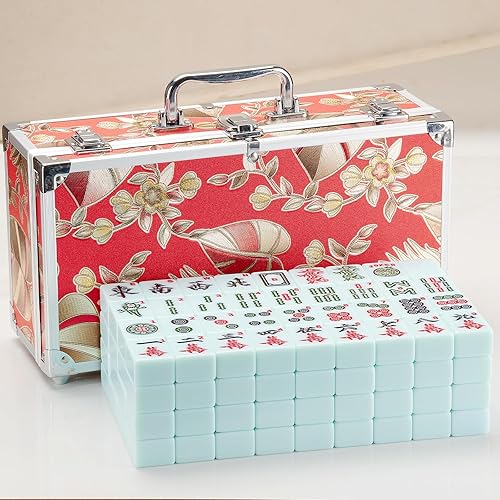 YANMEIYA American Mahjong Set 166 Premium Jade Green Mahjong Azulejos grandes Mahjong Set 1.6 pulgadas American Mahjong Set Set