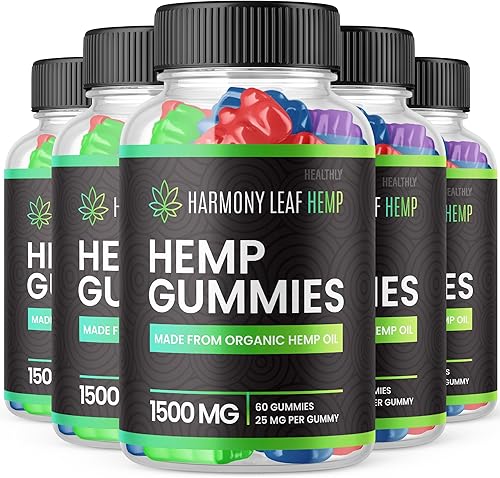 Paquete de 5 gomitas Harmony Leaf - Gomitas de cáñamo Harmony Leaf fórmula de fuerza avanzada, gomitas de cáñamo Harmony Leaf Premium Hemp 25mg por