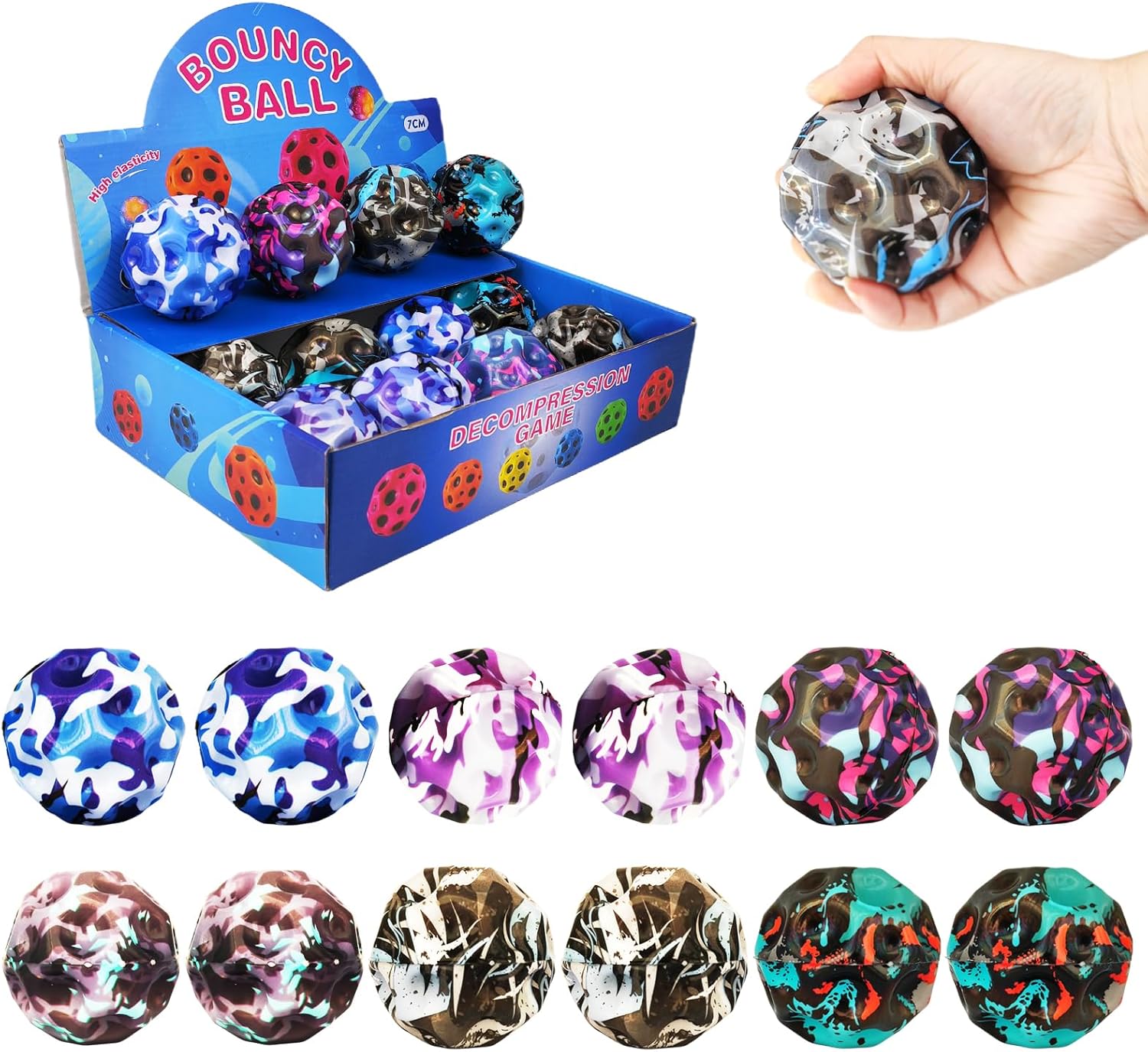 ZHEBAG Bouncy Ball, Colorful Big Super Bouncy Astro Balls, Extreme High Bouncing Balls for Kids,Fun Kids Lightweight Foam Jump Balls for Outside, Improve Hand Eye Coordination Ability (12 Pack)