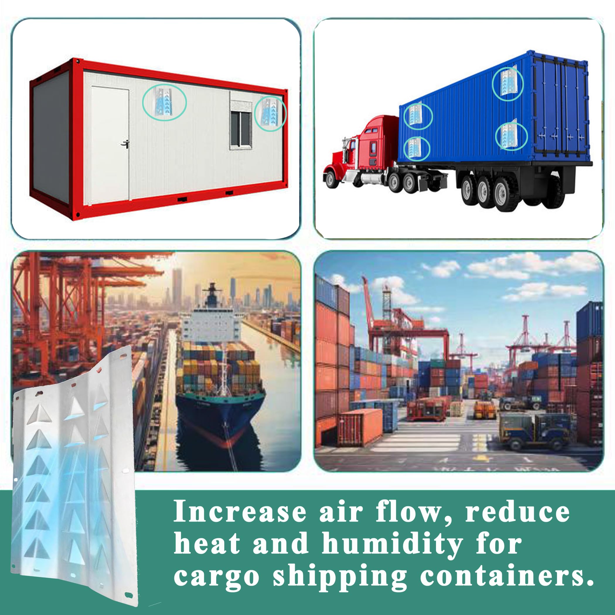 Daisypower 4-Pack Shipping Container Air Vents – Cross Flow Ventilation, Reduce Heat & Humidity, ABS With Rubber Gasket