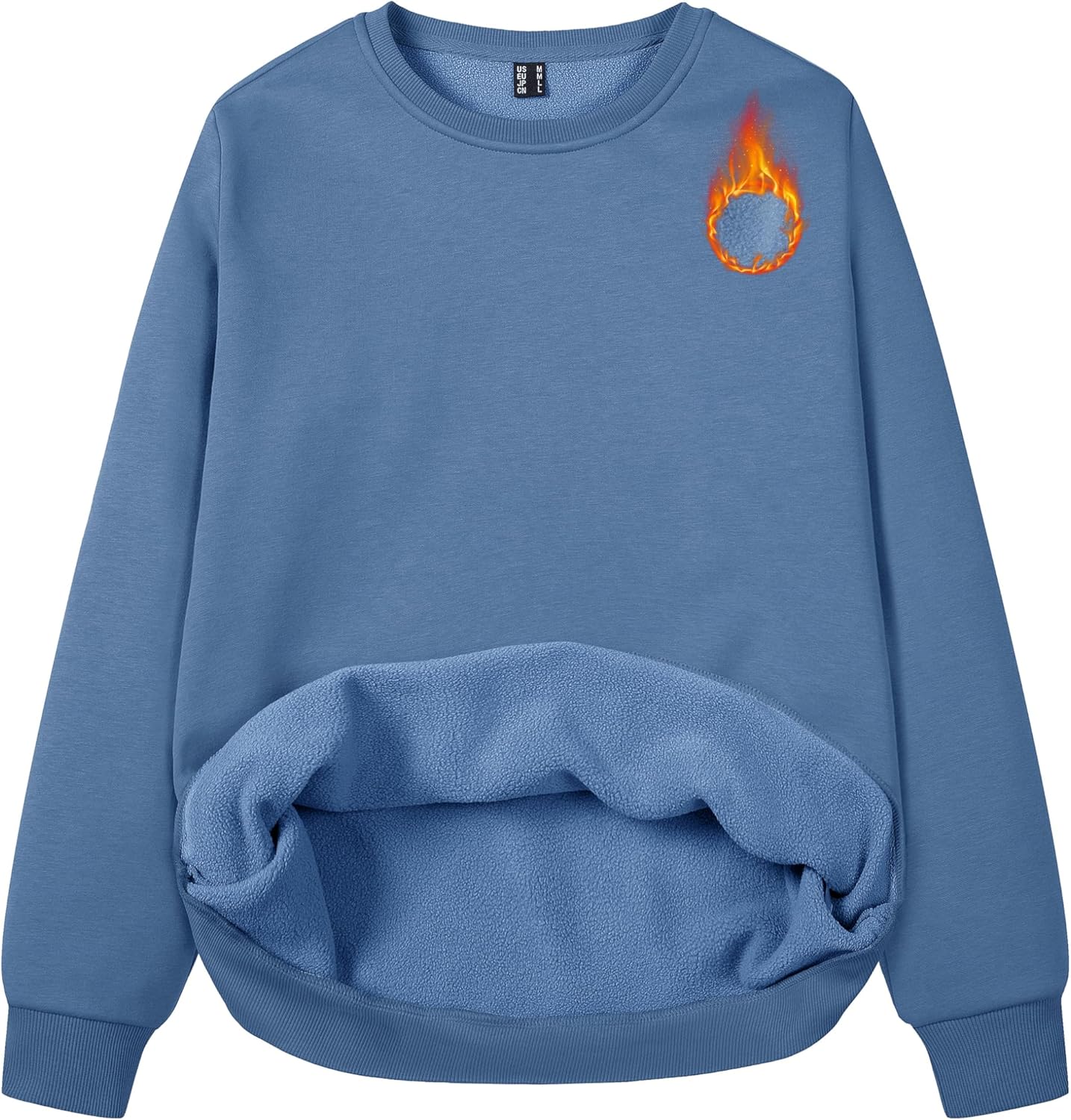 MAGCOMSEN Women's Fleece Lined Sweatshirt Crewneck Cotton Pullover Fall Winter Casual Long Sleeve Warm Soft Tops