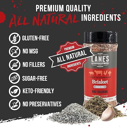 Vista 4 de Lane's Condimento Brisket Rub, condimento natural para frotar los glúteos, perfecto para hamburguesas, filetes y cerdo para ahumar, fabricado