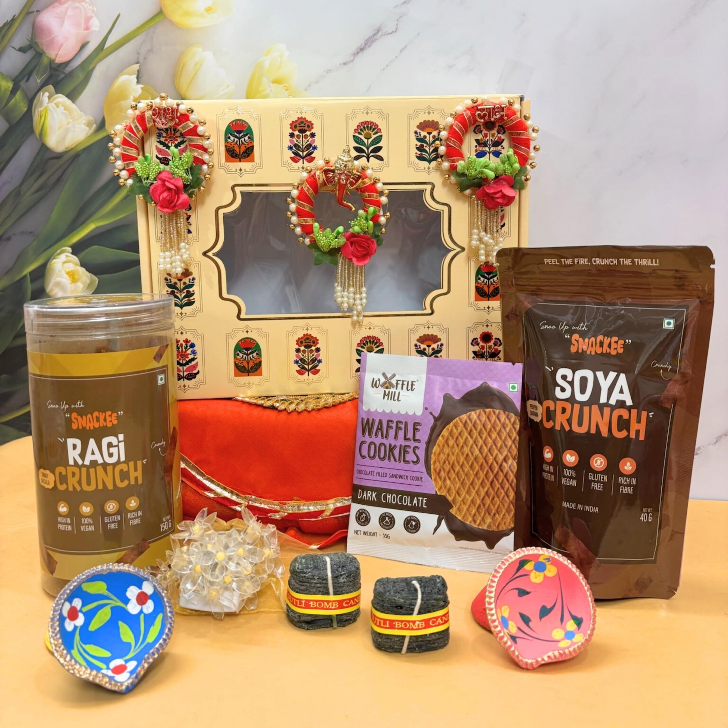Snackee Divine Light & Crunch Hamper I Festive Gift Bag | Corporate Diwali Hamper I Chocolate, Healthy Snacks I Gourmet Gift Pack I Festive Hamper I Premium Deepawali Gift Hamper I Personal-image-13