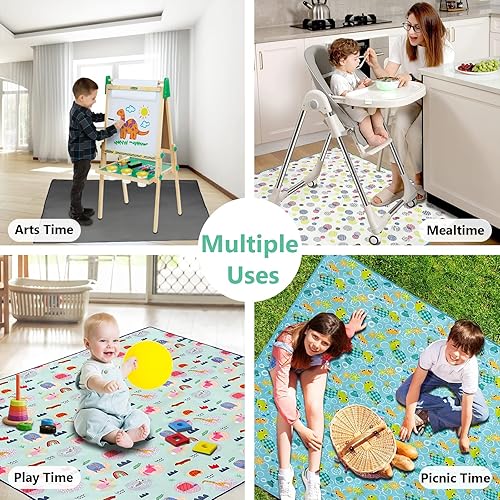 Miniatura 5 de Tapete de salpicaduras para bebé (paquete de 2) para debajo de la silla alta, manualidades, comer desorden, tapete de juego para bebés de 51 x 51