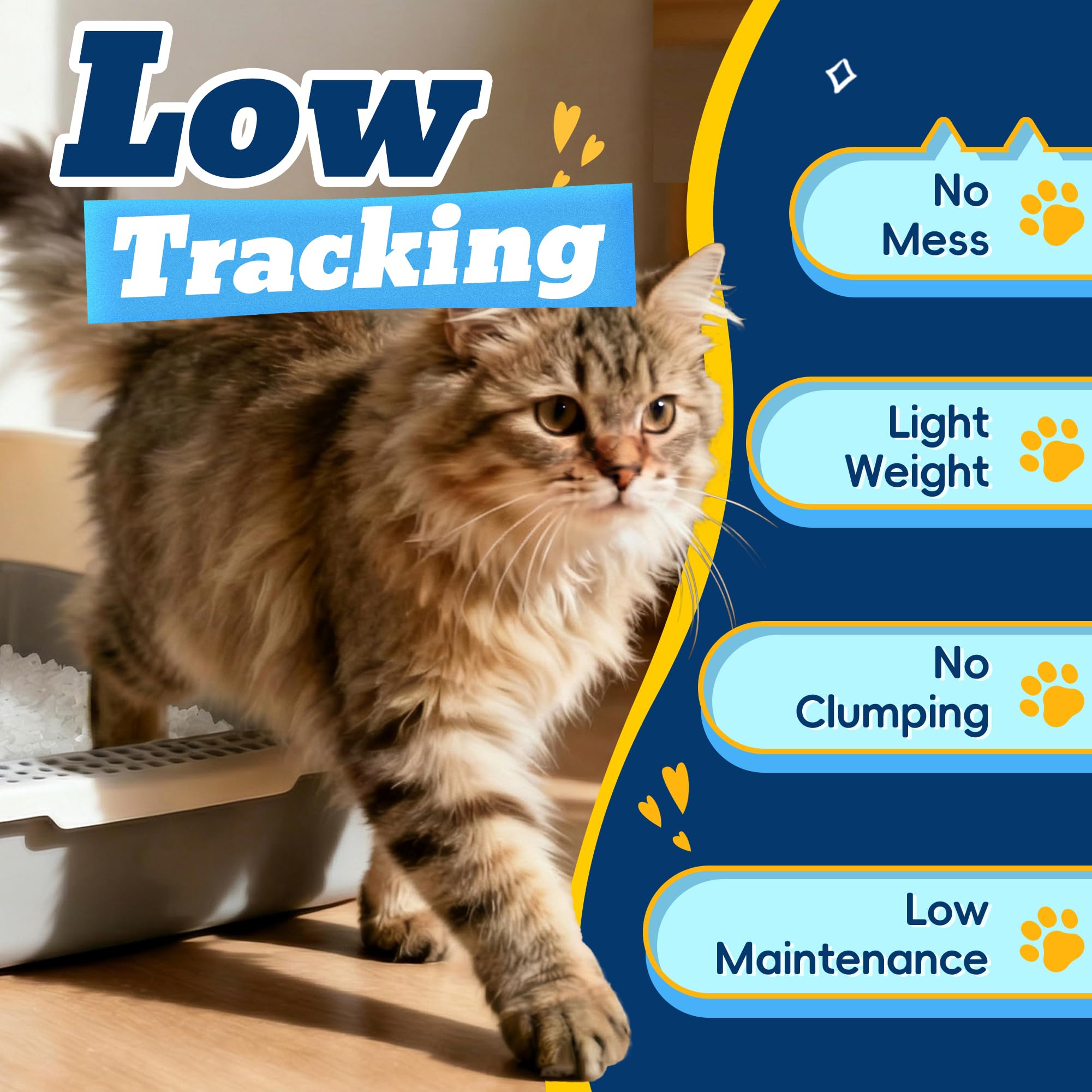 LMJP Crystal - Arena para gatos, 8.5 libras, rápida absorción de olores y humedad dura hasta 6 semanas, bajo seguimiento para menos desorden, cristales de gel de sílice sin perfume que no se aglutinan