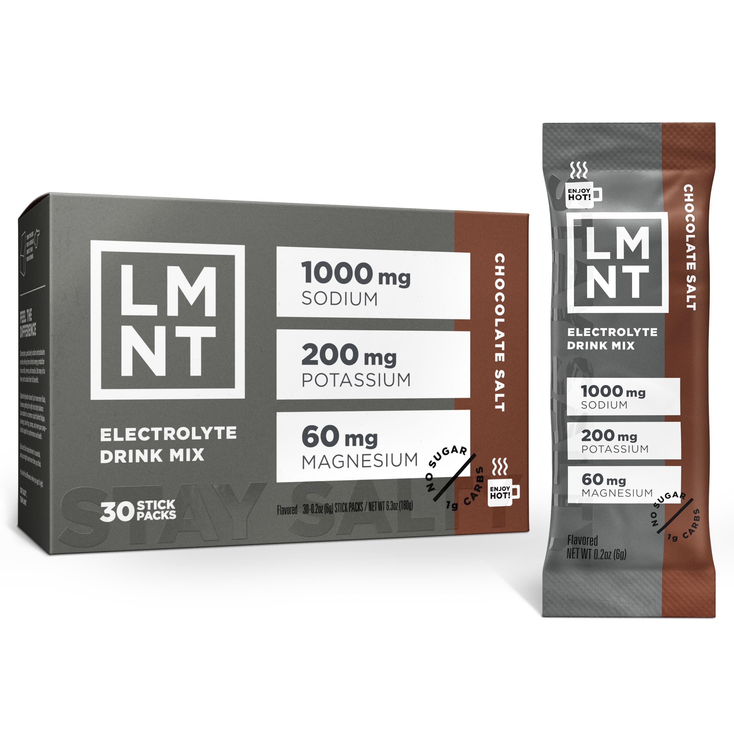 Drink LMNT Zero Sugar Hot Chocolate or Coffee Mixer - Chocolate Salt | Drink Mix | 30-Count