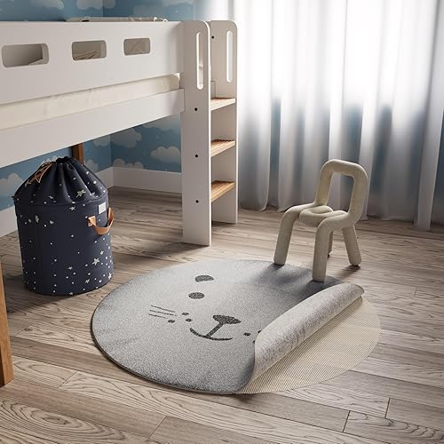 Miniatura 5 de Veken Almohadilla redonda de 4 pies para suelos de madera dura, almohadillas antideslizantes para alfombras de área, agarre grueso para suelos de