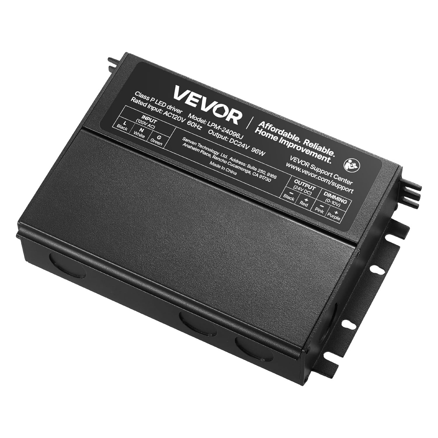 VEVOR 96W Dimmable LED Driver, 24V Triac Power Supply, AC to DC Low Voltage Transformer for LED Strip Light, Smooth Flicker-Free Dimming, Constant Voltage, Compatible with Lutron and Leviton Dimmer