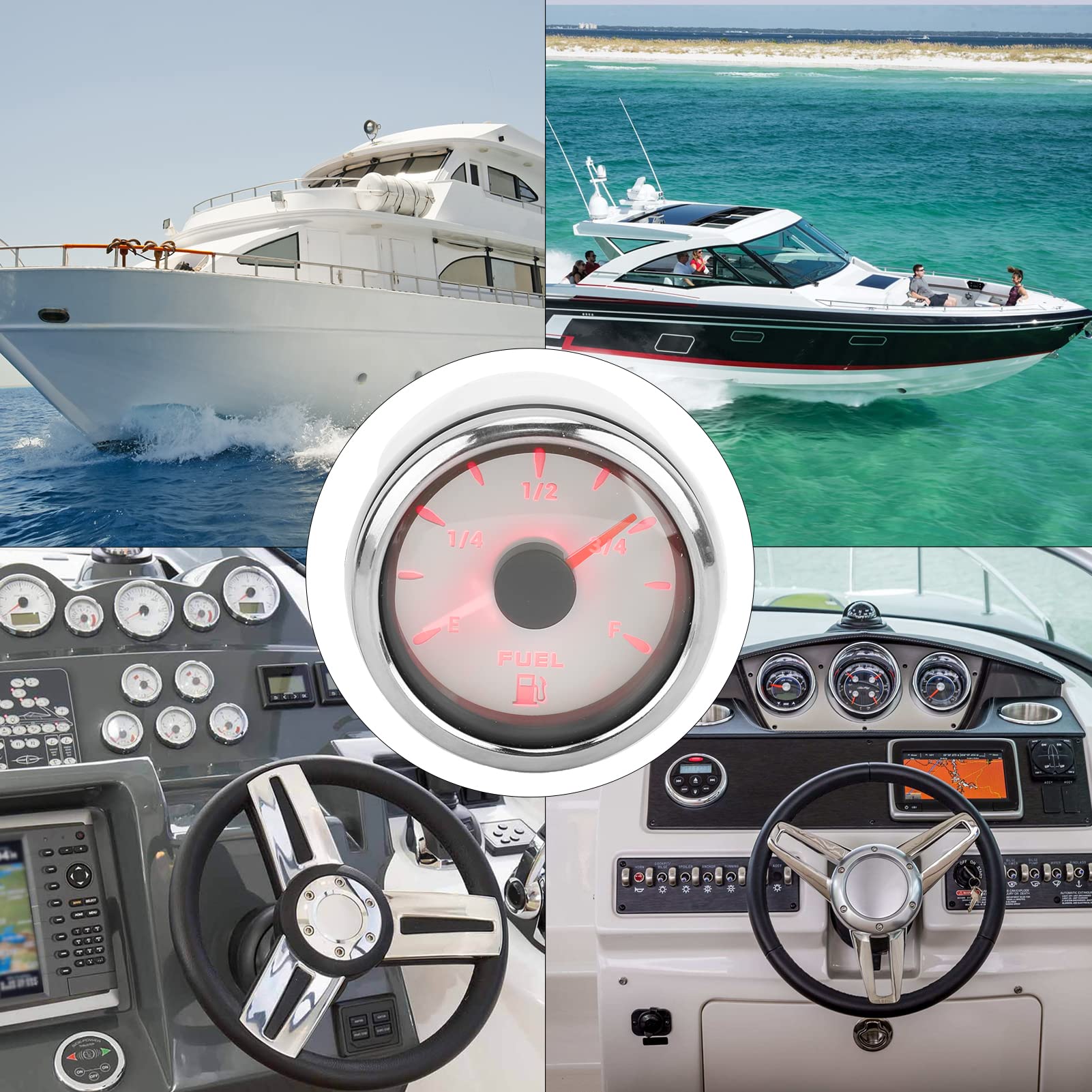 Misuratore serbatoio carburante, alta precisione 0‑190Ω Indicatore livello carburante Basso consumo energetico per barca per yacht per camper(bianco)