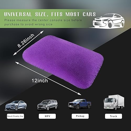 Miniatura 8 de Augeny Funda mullida para reposabrazos de automóvil, suave y corta felpa para consola central de auto, cálida en invierno, protector de caja de