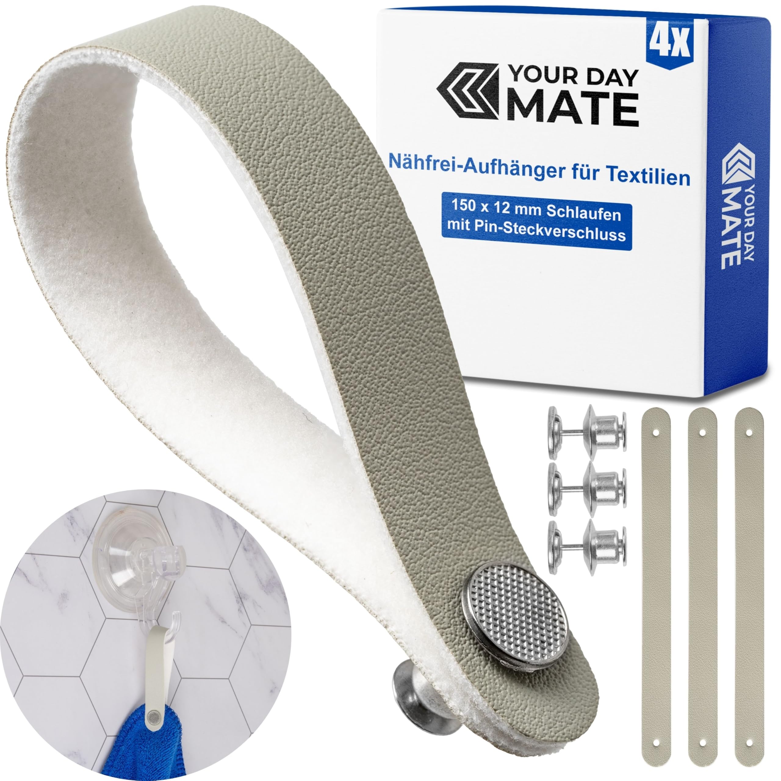 24 Attaches Sans Couture Pour Torchons/serviettes - 150 Mm Noir, Bouton-pression, Lavable Machine