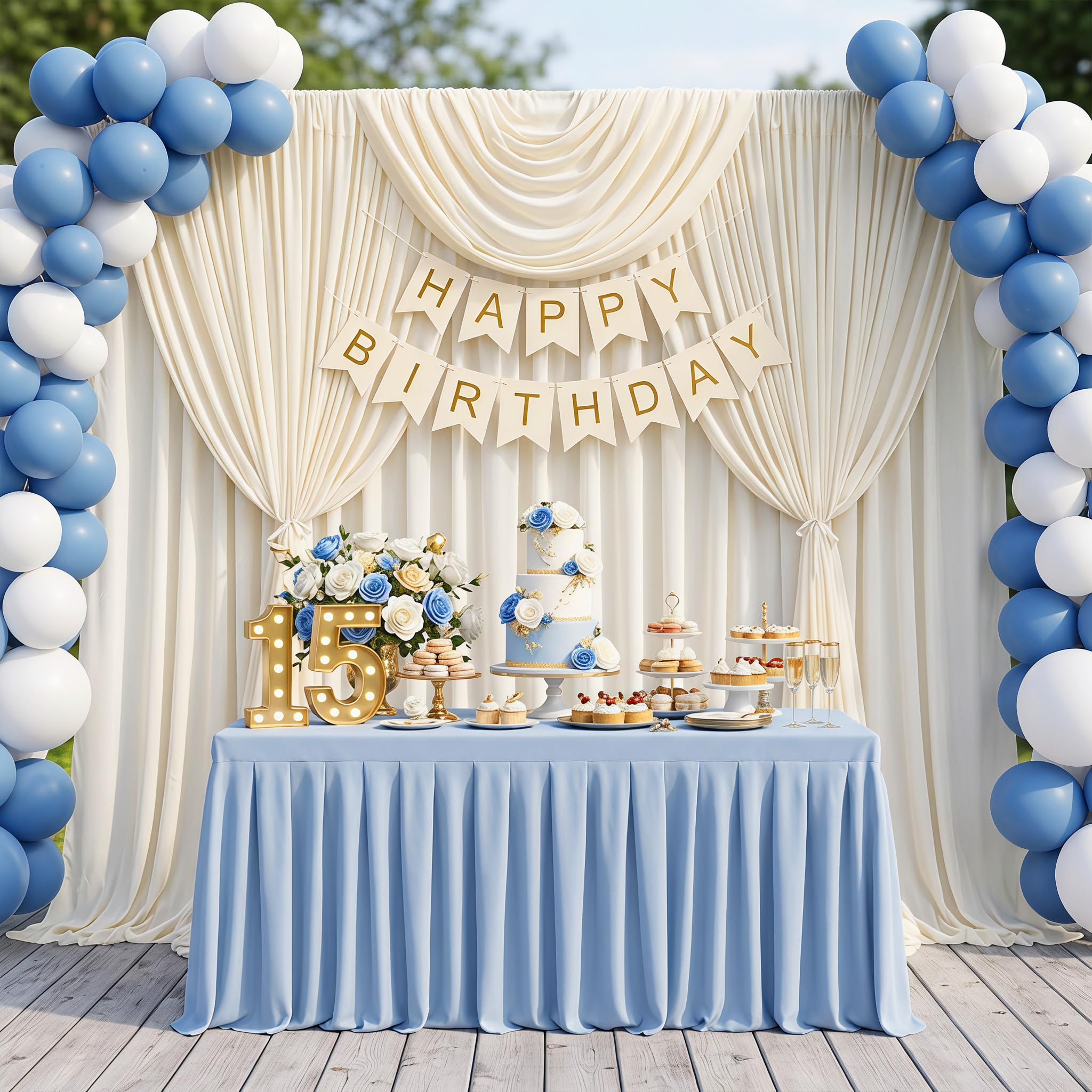 4er Set Elfenbein Chiffon Stoff Hintergrund Vorhang 1,5x3m Tüll Drape für Hochzeitsbogen Standesamt Fotografie Party Deko weiches glattes Tuch