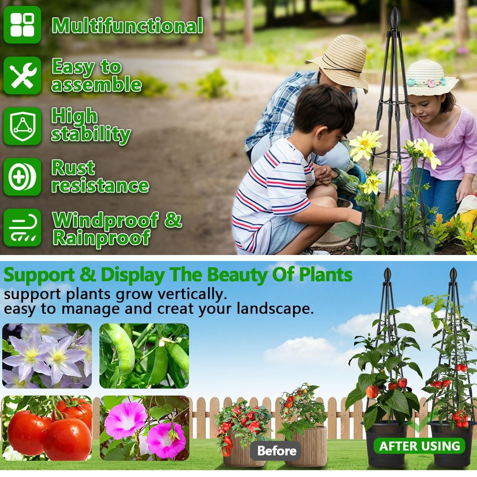 Treillis pour – Cadre d'escalade pour | Cadre en A de 160 cm de hauteur | Support réglable pour roses grimpantes | Accessoires de jardinage pour fleurs, légumes, fruits d'extérieur