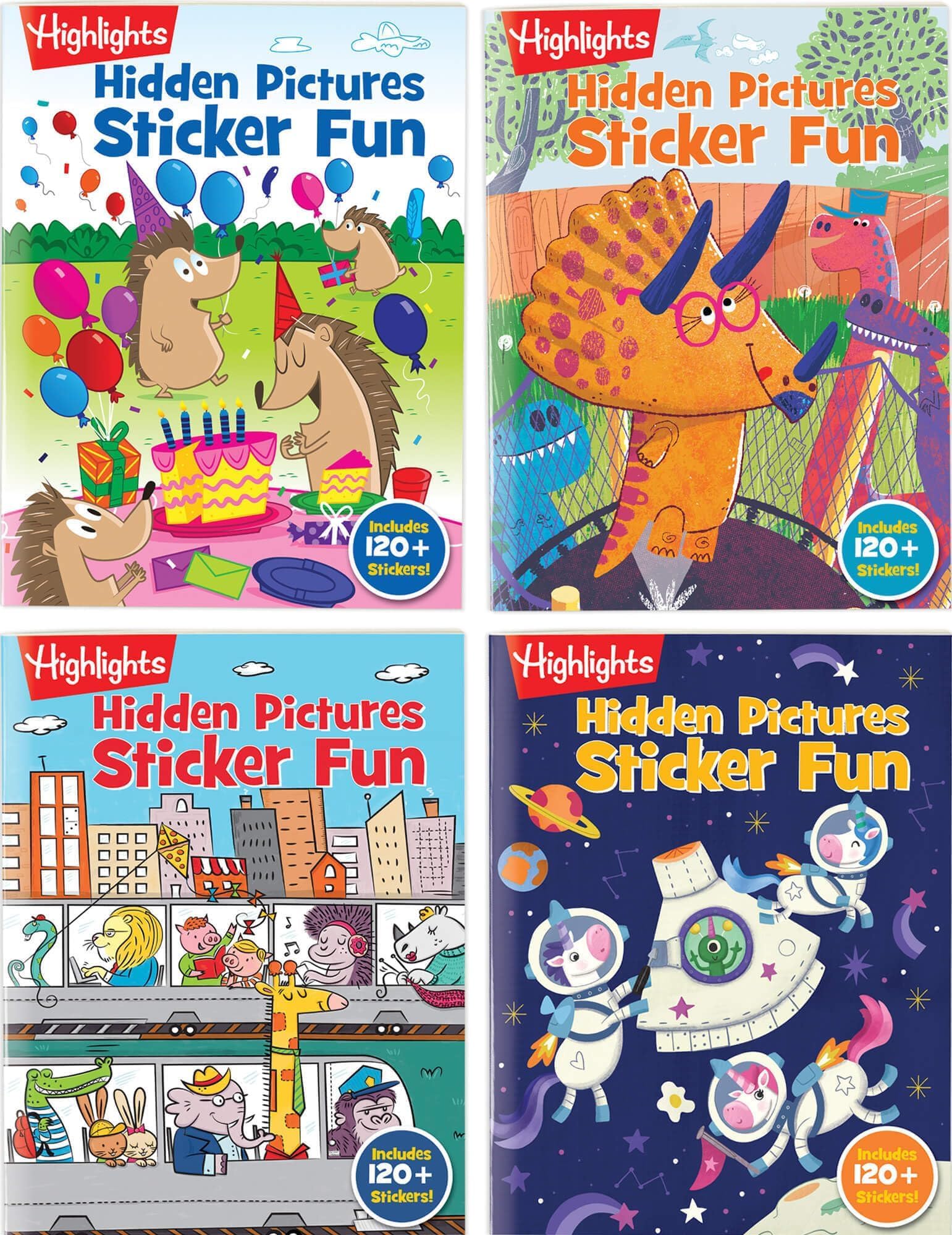 Highlights Hidden Pictures Sticker Fun Sticker Books for Kids Ages 3-6, 4-Pack, 64 Pages - Volume 2