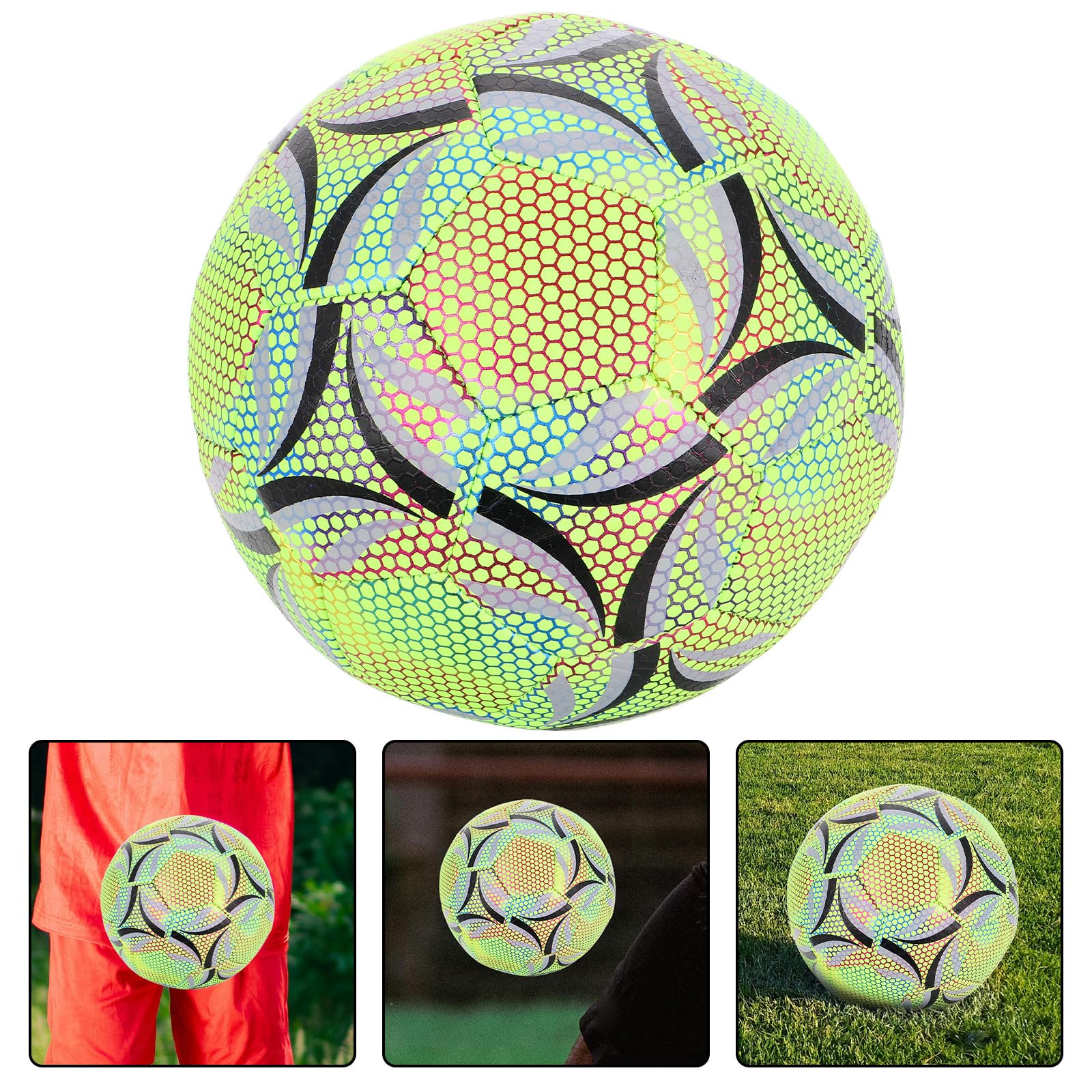 Housoutil Pallone da Calcio Luminoso Fosforescente 5° Misura per Allenamento Giovanile e Adulti Superficie Ergonomica Resistente per Gioco al Chiuso e all’Aperto
