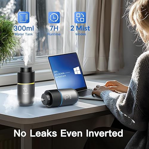 Miniatura 3 de Humidificador para automóvil, humidificadores de niebla fría de 10.1 fl oz, mini humidificador USB, humidificador personal con luz nocturna, 2 modos