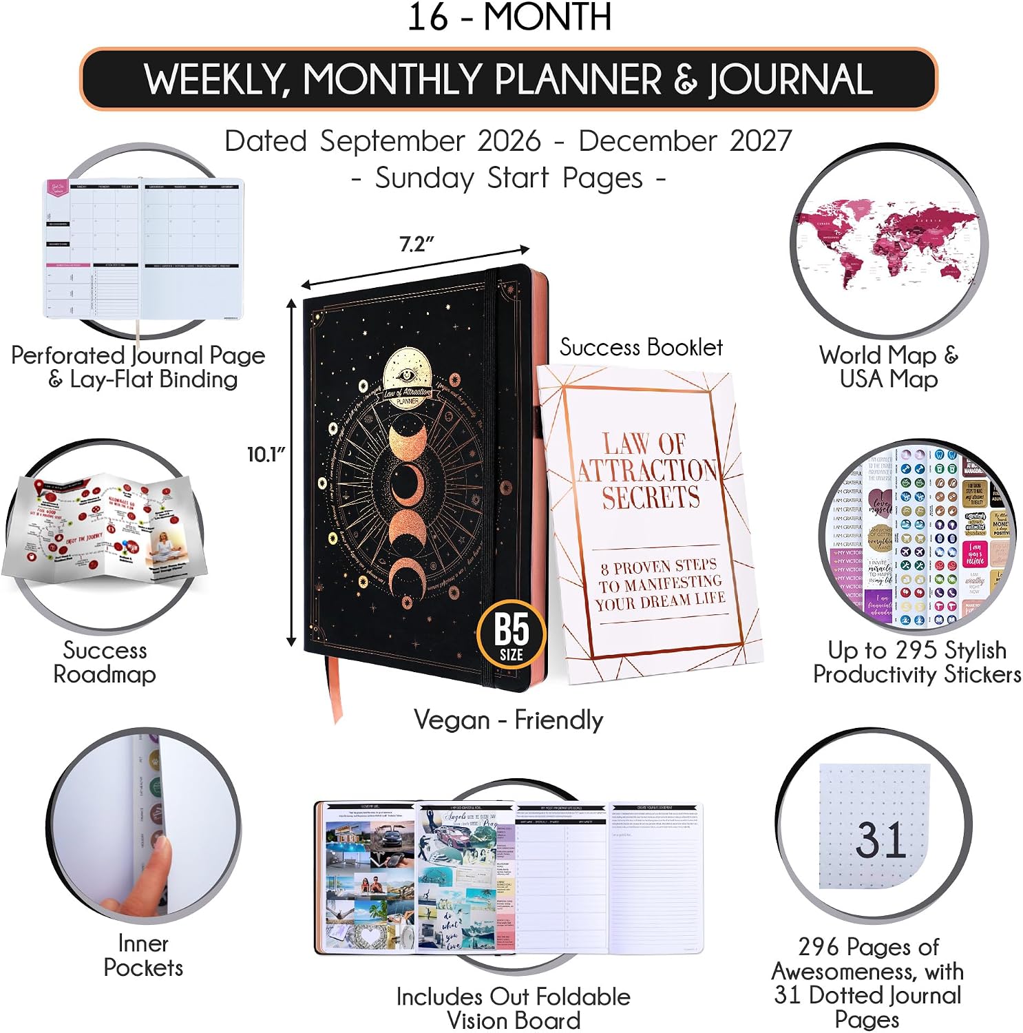 Weekly Monthly Planner 2026-2027, 16-Month Daily Planner with Time Slots image 2