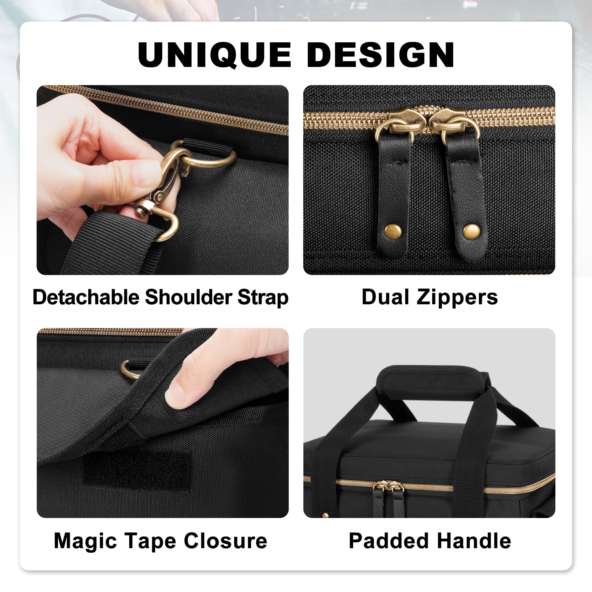 Damero Borsa per Cavi DJ con Divisori Regolabili, Borsa Organizer da Viaggio per Concerti da Musicisti Adatta per Attrezzatura DJ, Attrezzatura Musicale e Accessori