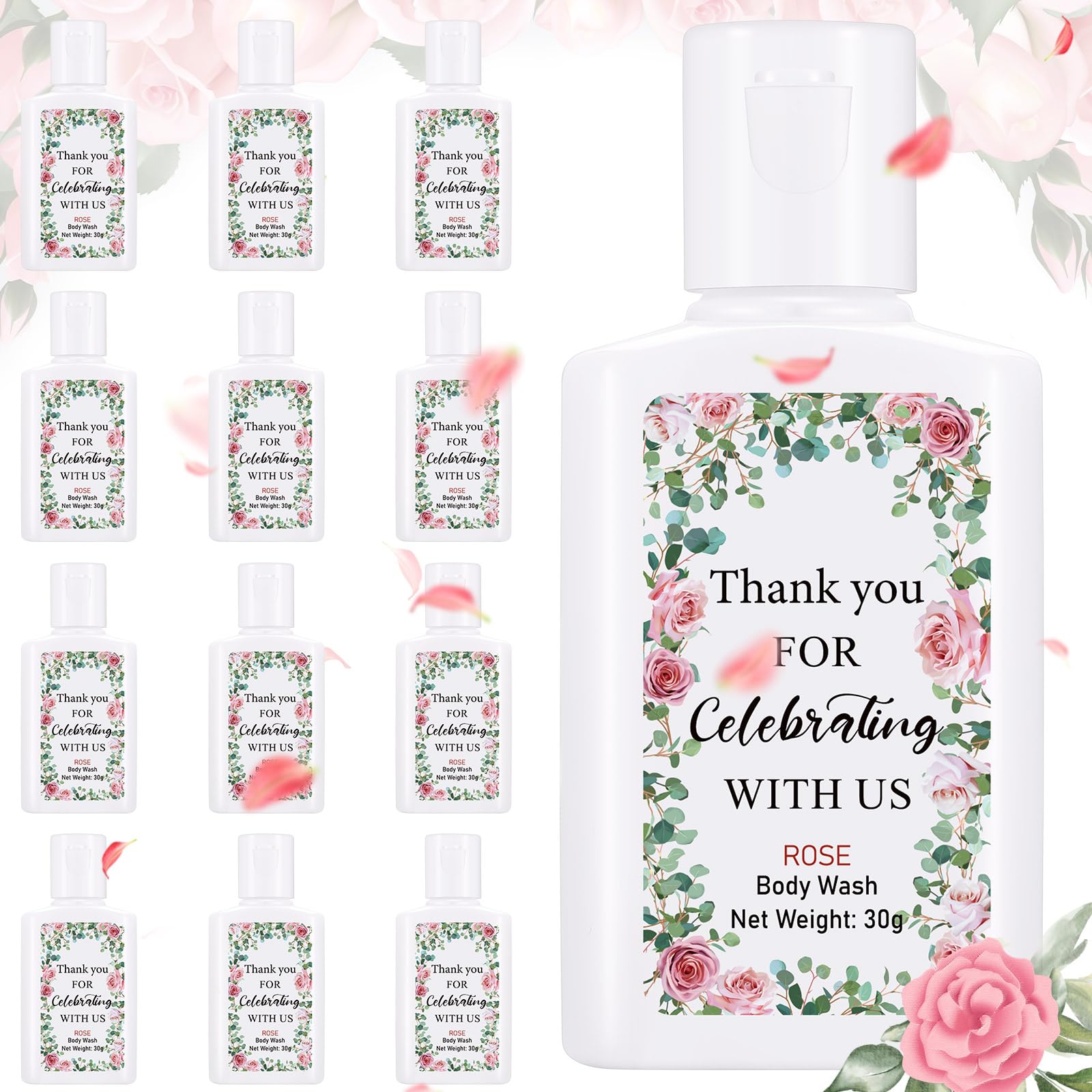 Sacubee 12 Pcs Christmas Gifts Bulk Mini Body Wash 1oz Travel Size Xmas Party Favors for Party Bridal Shower Thank You Guest Gifts(Floral)