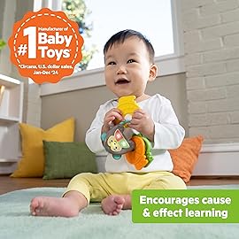 Bright Starts Safari Sounds Gift Set, 2-PK Baby Toys for On The Go, Musical Drum Toy and Car Keys Toy with Car Sounds, Unisex Jungle Theme, 3-6 Months and Up