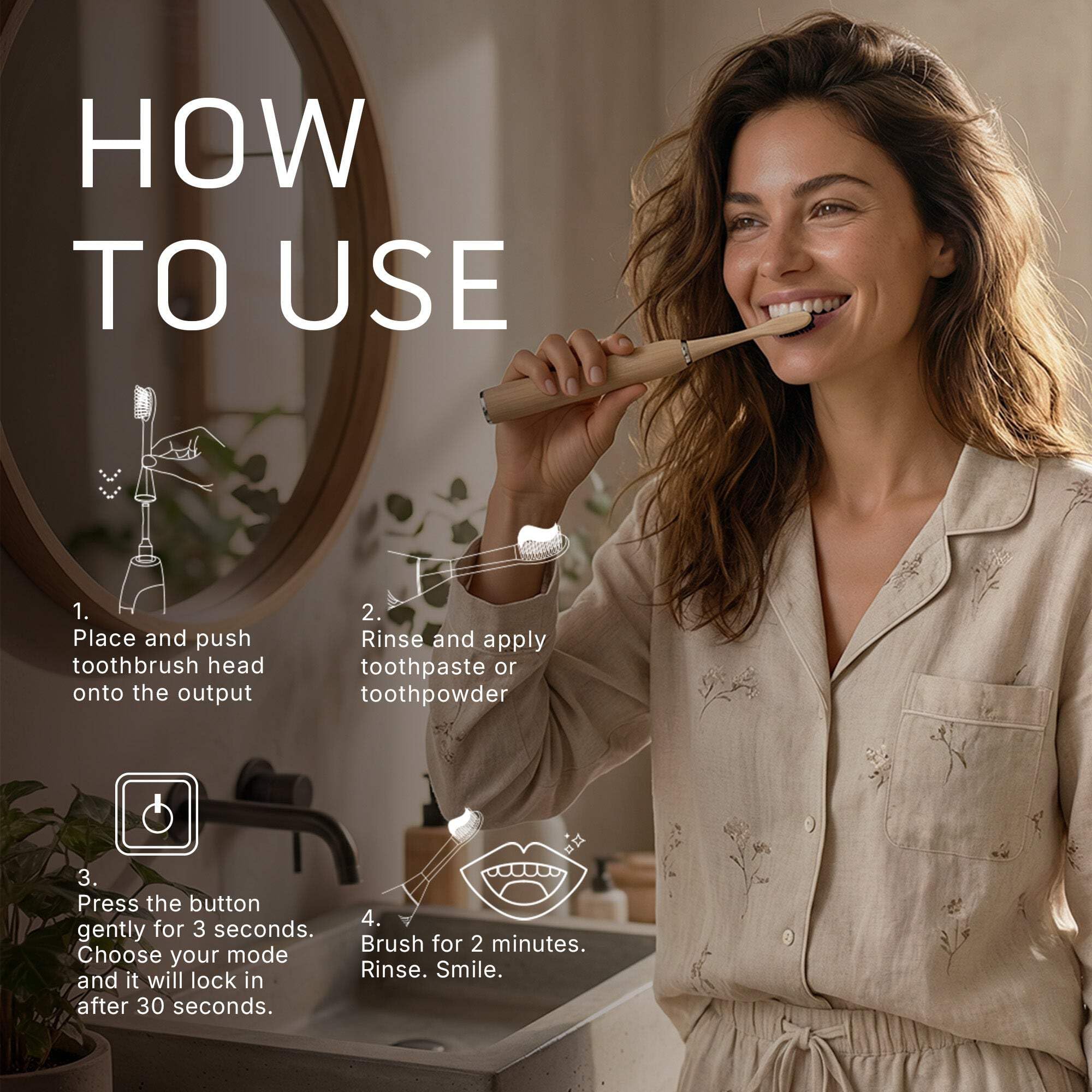 Primal Life Organics - Nuovo vero spazzolino da denti Sonic Vibration bianco, pennello infuso al carbone di bambù, ecologico, non OGM