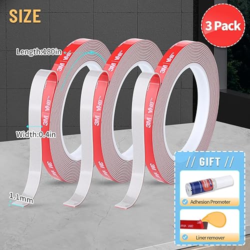 Miniatura 2 de PHIXBEAR Paquete de 3 Súper Fuerte Adhesión - Cinta de Doble Cara de Servicio Pesado, Cinta de Montaje Multipropósito Impermeable para Uso Interior