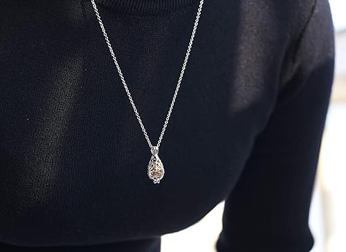 Miniatura 4 de Fanmlilfe HEDQFM - Collar difusor de aceite esencial con caja de regalo, bola hueca y lágrima de aromaterapia, collar con medallón con cadena