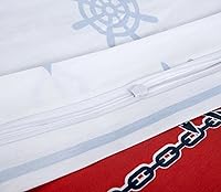 Vista 7 de Juego de ropa de cama 100% algodón Callis, juego de 3 fundas de edredón ligeras con cremallera y dos fundas de almohada (barco, individual)