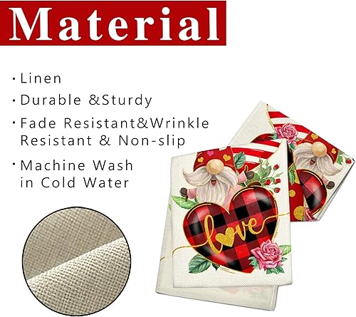 Miniatura 2 de Camino de mesa para el día de San Valentín de 36 pulgadas, gnomo con temática navideña de corazón rojo para cocina, mesa de comedor, decoración de