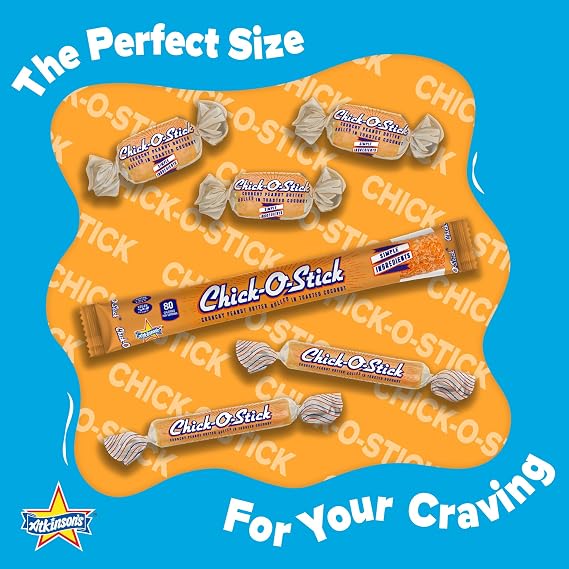 Atkinson's Chick-O-Stick Nuggets Peanut Butter Coconut 1 lb Bag | Crunchy bite size candy for snacking and baking, gluten free, kosher, vegan. Texas made since 1932.