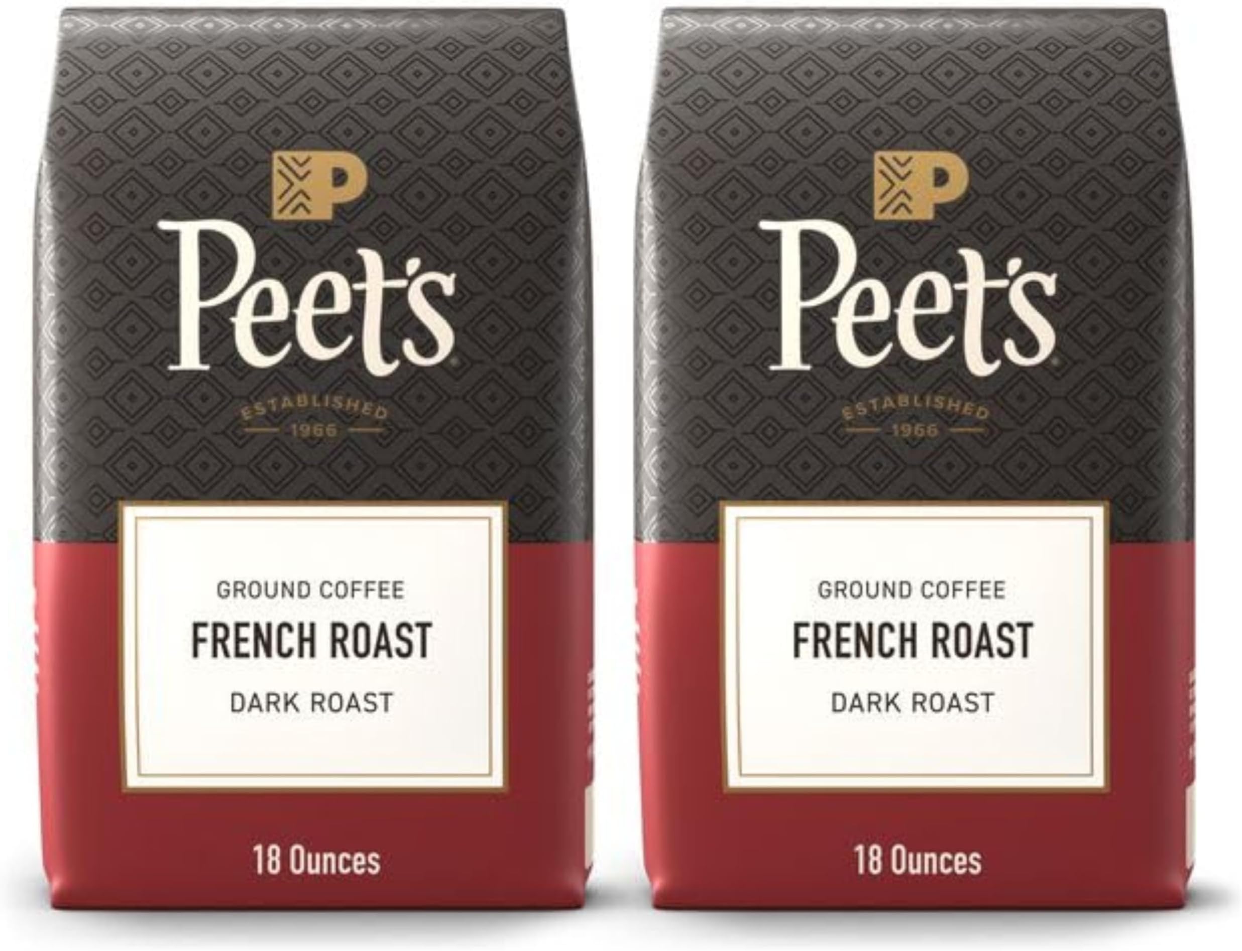 Peet's Coffee Dark Roast Ground Coffee | French Roast | 36 Ounces | 2 Bags