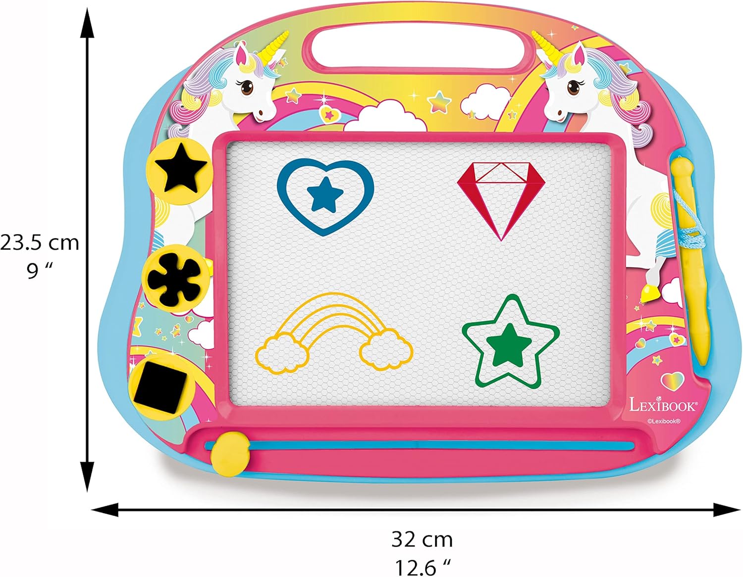 Dimensions of Lexibook Multicolor Magic Magnetic Unicorn Drawing Board