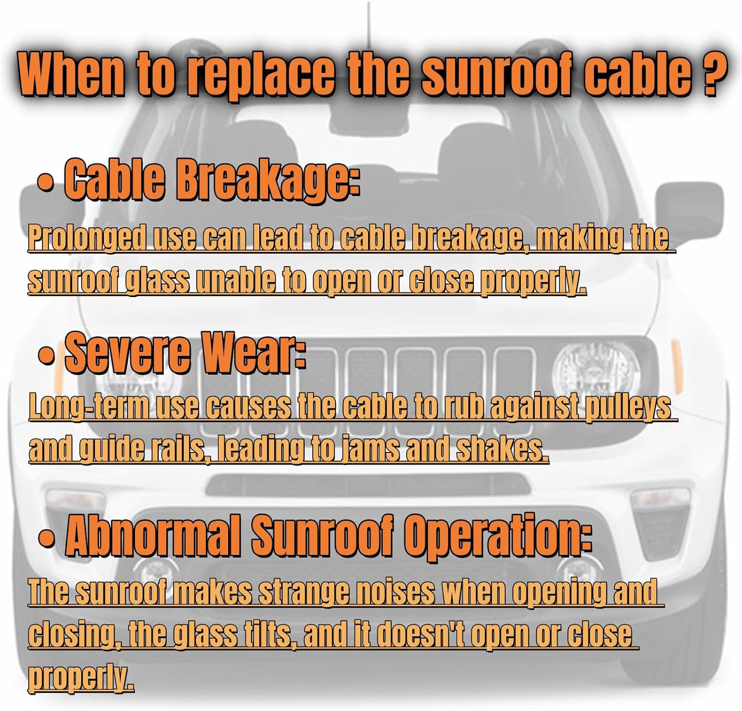 2PCS Sunroof Glass Cables & 14Pcs Bracket Slider Kit Compatible with 2015-2022 Jeep Renegade, Replace AP360198 /77368445/77368446 /77368447/77368448 Sunroof Repair Kit