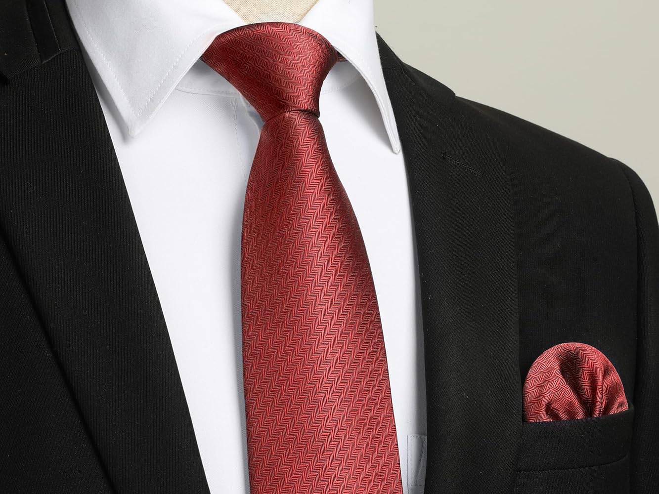 Set Cravatta E Fazzoletto Uomo | Tinta Unita Elegante | Poliestere | Per Business E Matrimoni - Foto 14