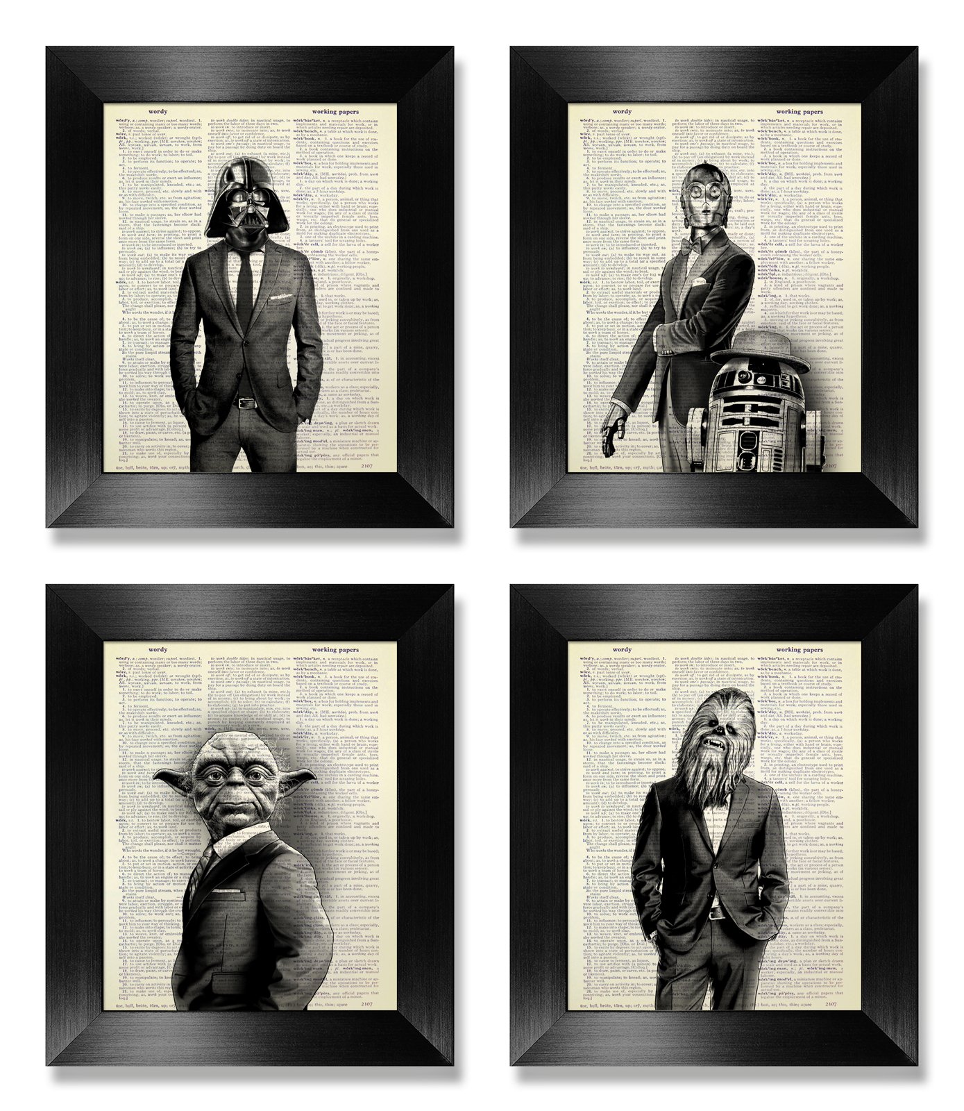 Funny Star Wars Print Set of 4, Star Wars Wall Art Set for Kids Man Office  Decor, Living Room Decoration Artwork, Husband Boyfriend Birthday Gift