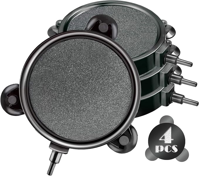 Kathson 4.2-Inch Air Stone Disc Bubble Diffuser - 6 Or 8 Pack With Suction Cups For Aquarium