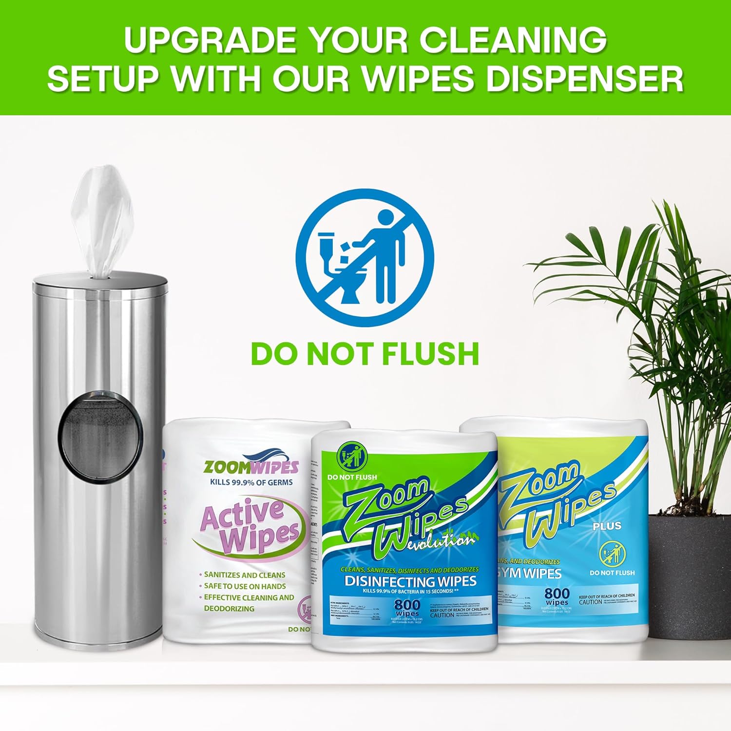 Zoom Evolution Multi-Purpose Antibacterial Wipes, 3,200 Count – 4 Rolls of 800 Wipes Each, Disinfecting Cleaning & Sanitizing Solution for Home, Kitchen, Gym, Car & Office, Quick-Dry, EPA-Registered