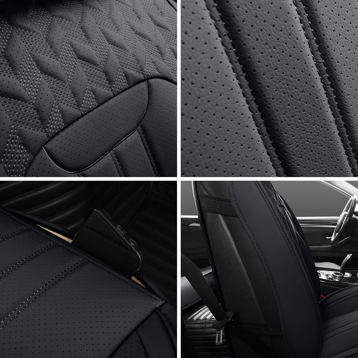 LINGVIDO Waterproof Car Seat Cover Full Set for SUV Trucks- Breathable Faux Leather Automotive Seat Covers - Universal Fit Seat Covers for Cars - Front Back Seat Cover - Carseat Protector