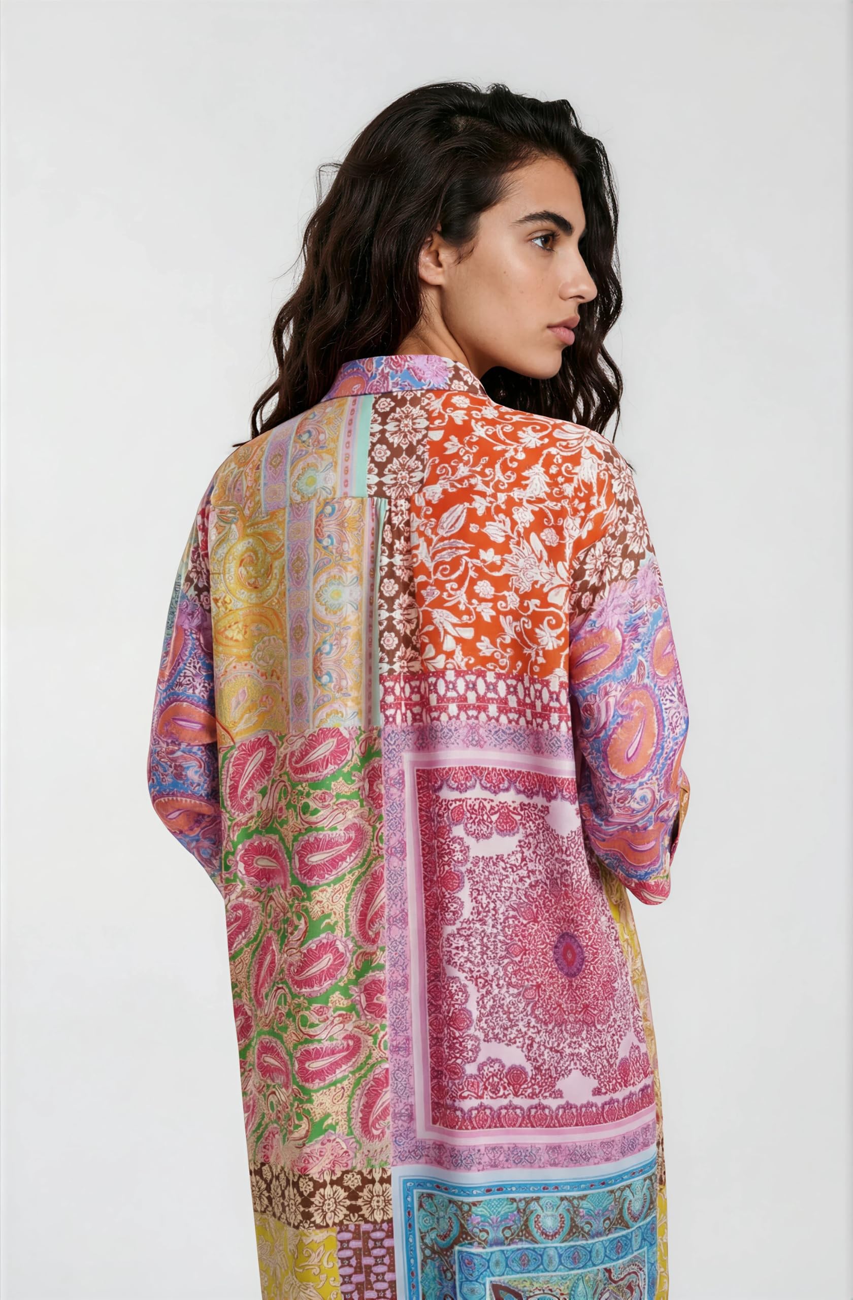 Milano Italy Erwachsene Bunt gemustertes Sommerkleid aus Viskose