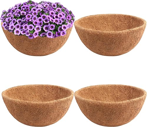Vista 12 de Y&M 2 revestimientos redondos de fibra de coco de 16 pulgadas, revestimiento de coco de 16 pulgadas, repuesto preformado para cesta de maceta