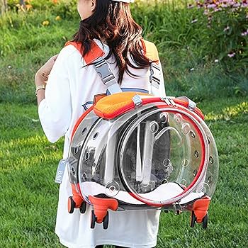 Galatée Huisdierrugzak met wieltjes, kinderwagen voor huisdieren, reistas voor honden met afneembare rolwielen, hondenrugzak met ventilatievensters van