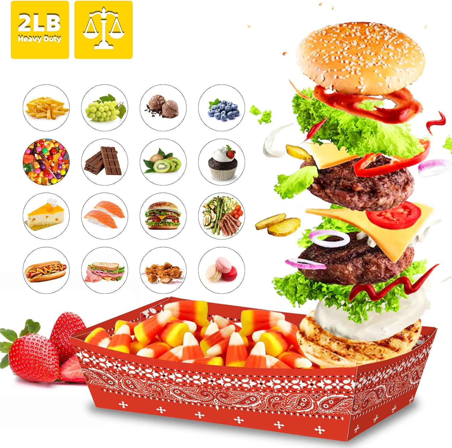 No Folding Required 100 Pack 2 Lb Cowboy Plates Paper Food Trays Party Supplies Western Snack Candy Holder Disposable Serving Trays for Cowboy Party Decorations Food