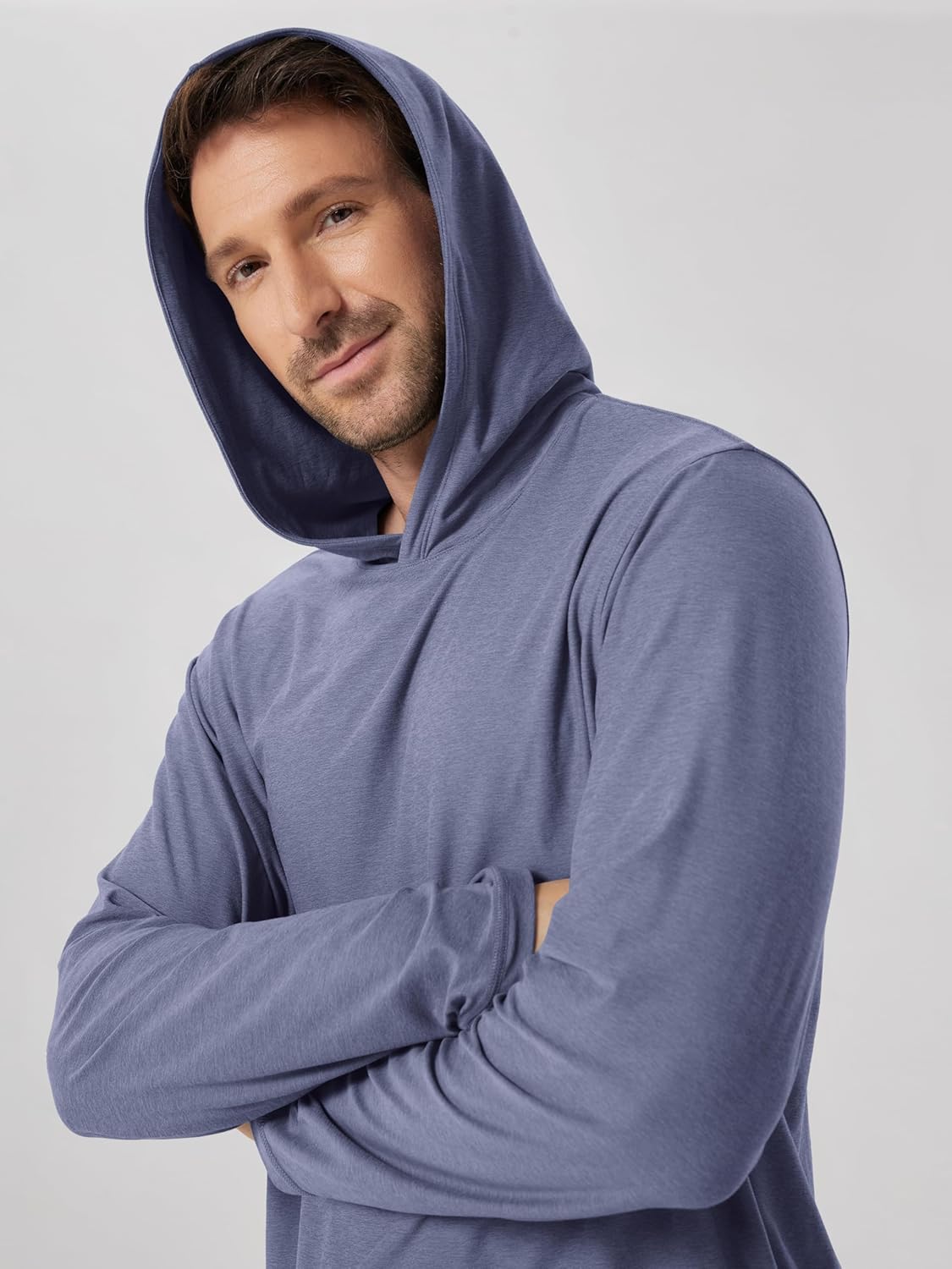 ODODOS Men's Long Sleeve Hoodie - odSTRATUM Tech Performance Pullover - Ultra Soft Moisture Wicking UPF 50+ Top