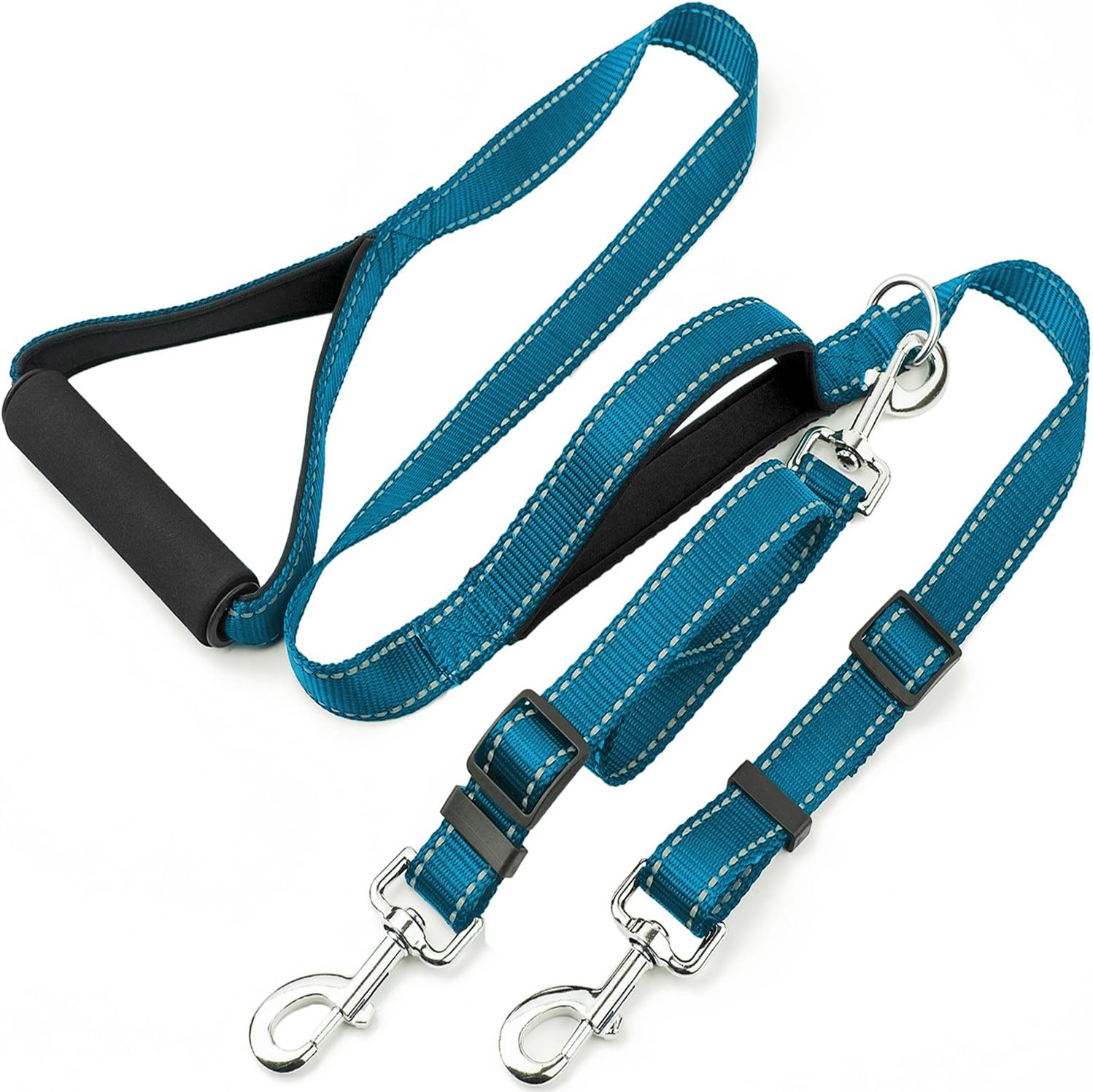 Dual Dog Leash for Two Dogs, Basic 6 Ft Dog Training Walking Leash with 2 Padded Handles, Double Dog Leash for 2 Dogs, Blue-Violet