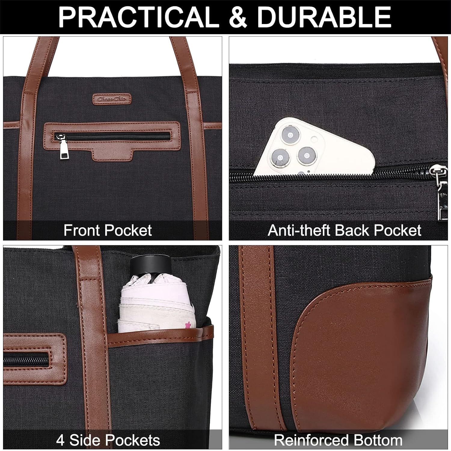 Laptop Bag for Women,ChaseChic Waterproof Classic Teacher's Tote Bag 15.6in Computer Work Bags for Women with Luggage Strap - Image 4