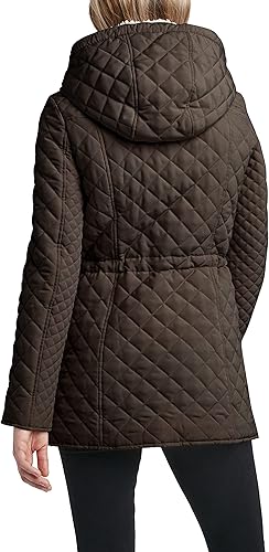 Miniatura 3 de Laundry by Shelli Segal Chaqueta de piel de oveja sintética acolchada 34 con capucha para mujer