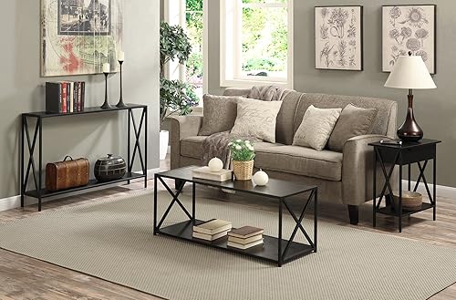 Miniatura 13 de Convenience Concepts Tucson - Mesa auxiliar con estantes, mármol sintético gris/negro Mármol de imitación