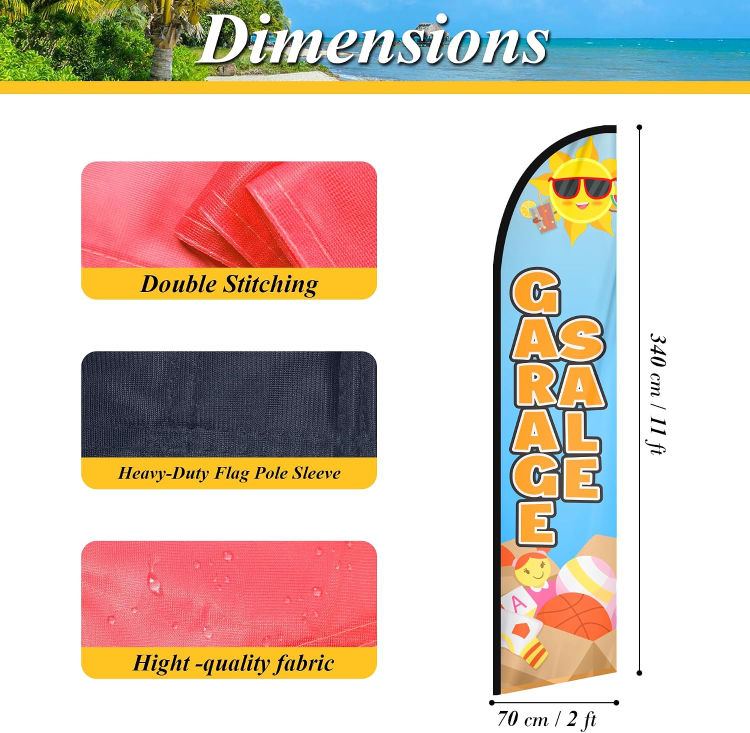Garage Sale Business Feather Flag, 11.5 Ft, for Retail Stores, Food Trucks, Events, Exhibitions (Pole Not Included)